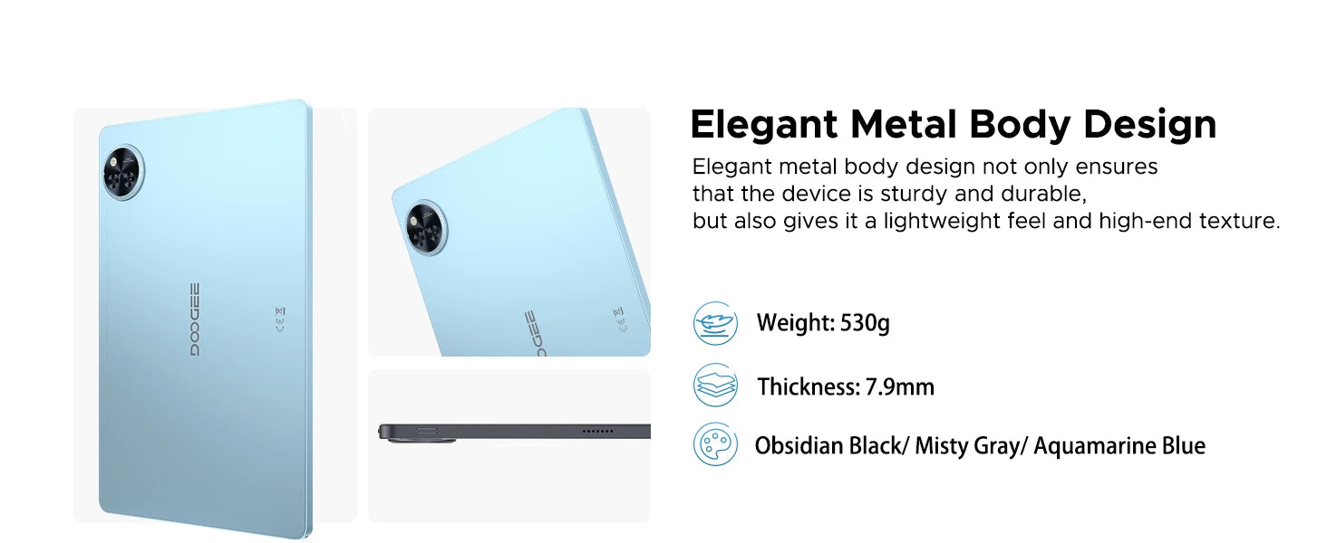 DOOGEE U11 Tablet 11 Zoll Ultra-Klares 90Hz Display 16GB 128GB 8580mAh Akku Unisoc T7200 Dual-Lautsprecher Widevine L1 Android 16 Pad