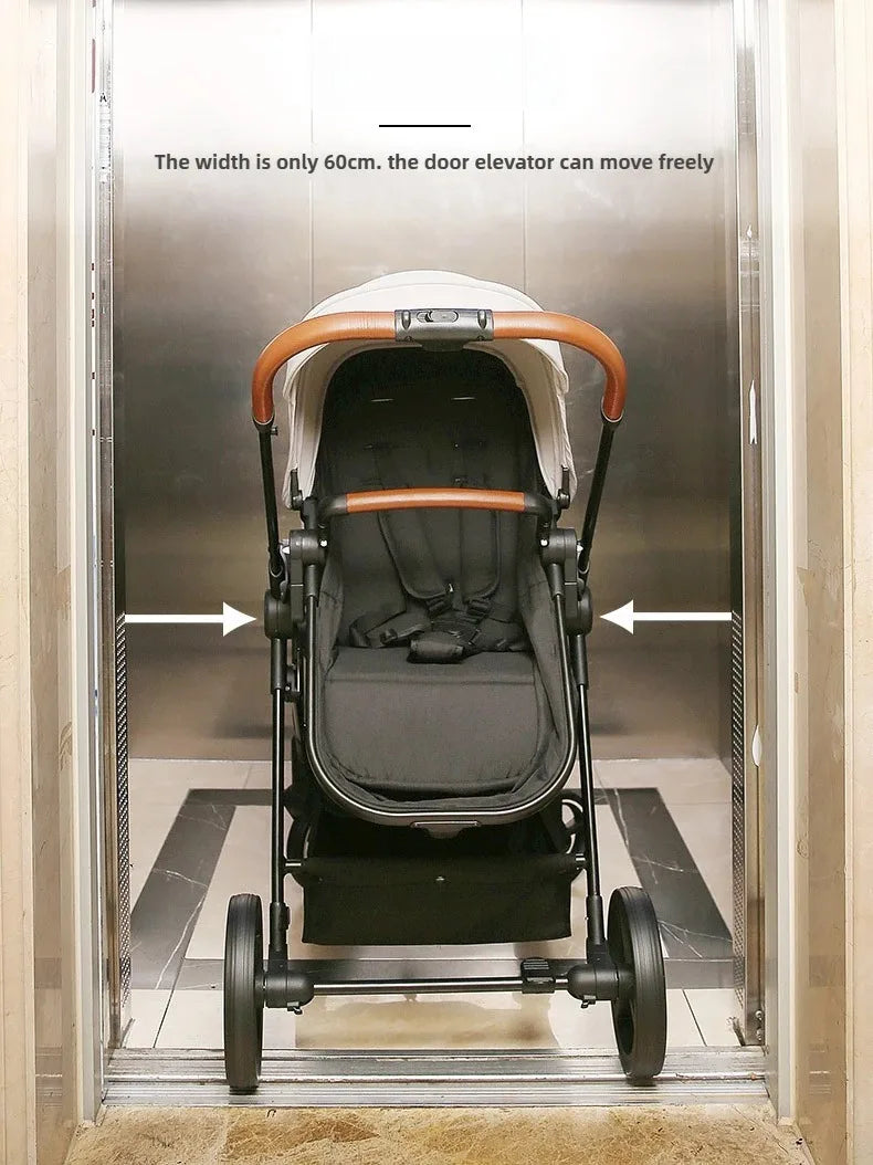 Ein faltbarer, multifunktionaler Kinderwagen, der auf einem Flugzeug getragen werden kann. Es kann in ein leichtes Babyrad zerlegt werden.