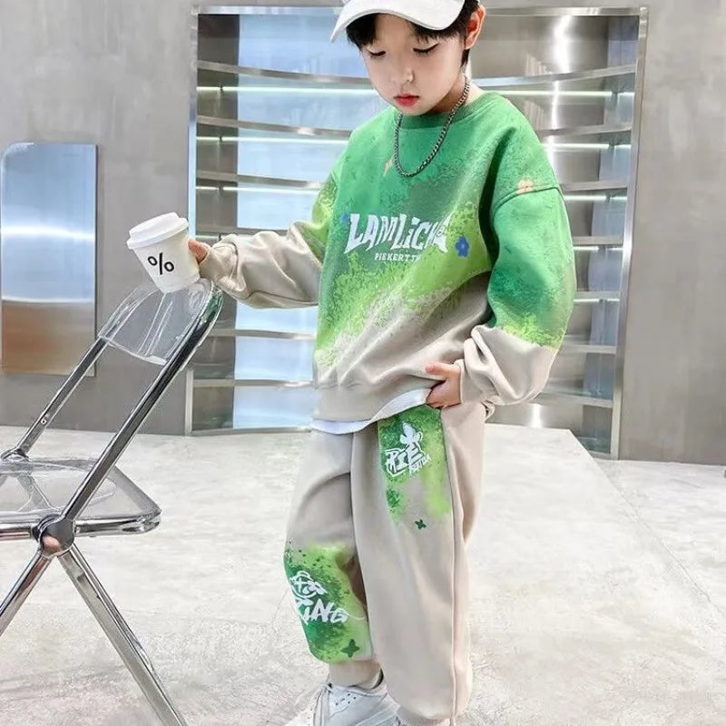 Sweatshirt Set Kinderkleidung von 8 bis 12 Jahren Koreanische 2025 Sets Kinder Jungen Kleidung Winter Oben Unten Jungen Herbst Anzug