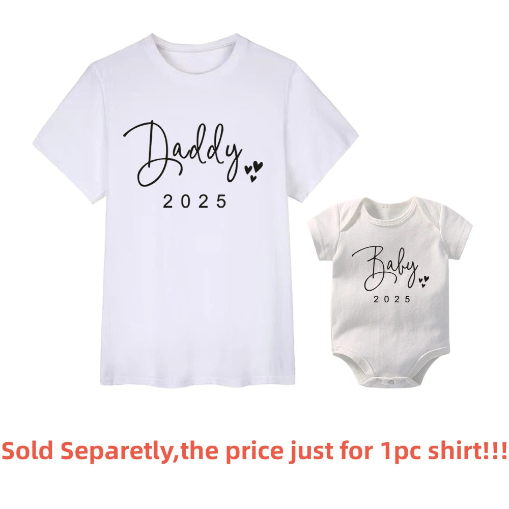 Funny Baby Dad 2022 Family Matching Outfits Simple Pregnancy Announcement Family Look T-Shirt Baby Dad Matching Clothes