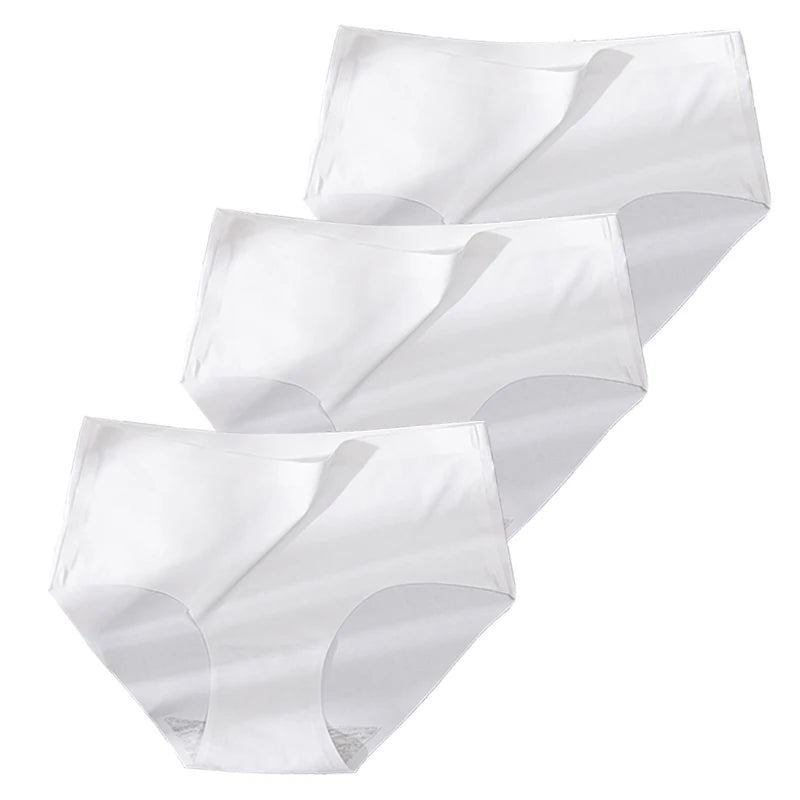3Pcs Plus Größe Unterwäsche frauen Höschen Eis Seide Einfarbig Damen Nahtlose Unterhose Mädchen Briefs Atem Sexy Dessous weibliche