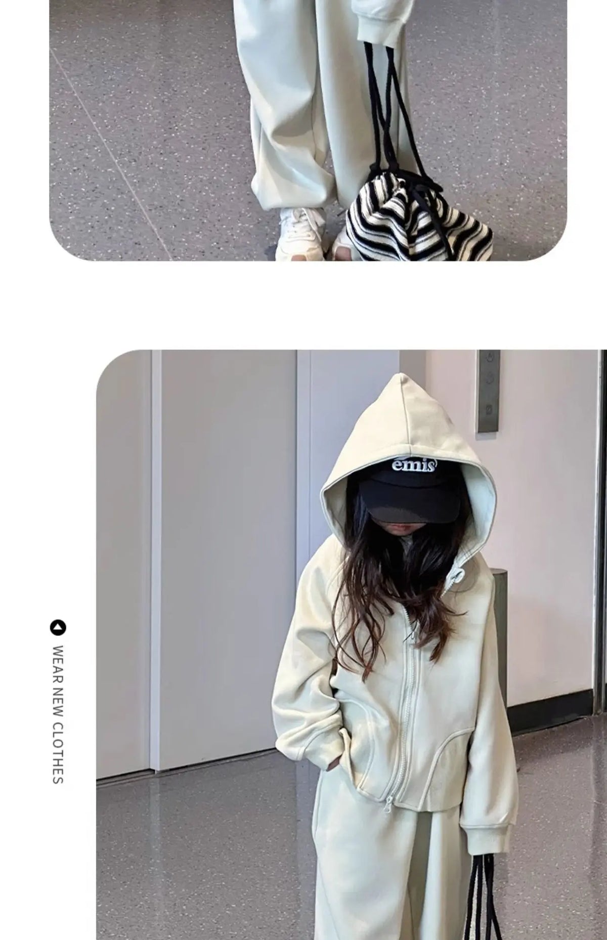 2026 Winter Herbst Teenager-Mädchen-Set: Lose Jacke mit Kapuze + Trainingsanzug mit weiten Hosen, Kinderkleidung, Outfit für Kinder 4 8 10 12 Jahre