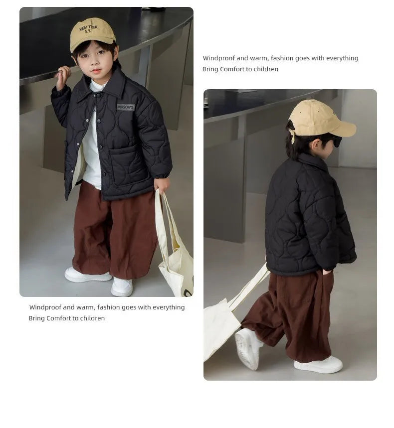 Herbst Kinder Baumwolle Jacke Winter Jungen Einfarbig Dicke Plus Samt Warme Mantel Für 3-10 Jahre Teen Kinder oberbekleidung Kleidung ﻿