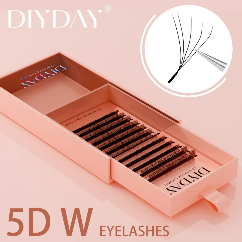 DIYDAY W-Form Wimpernverlängerung 3D 4D 5D 6D 7D 8D W Wimpern Natürliche weiche vorgefertigte Fächerblüteffekt-Augenwimpern für Schönheits-Make-up