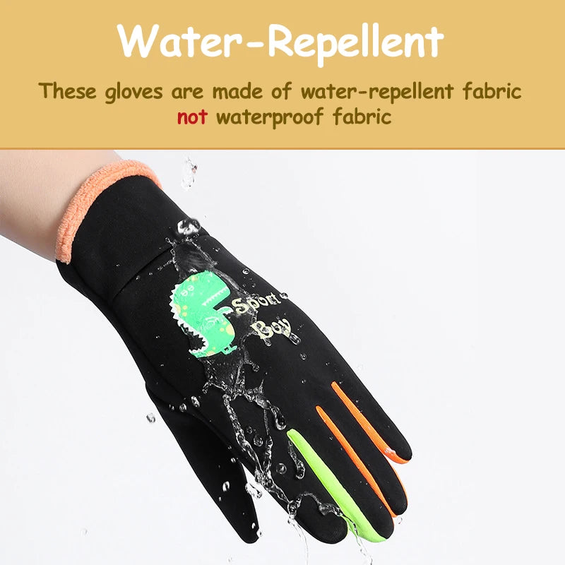 Kinder Warme Handschuhe Herbst Winter Cartoon Dinosaurier Jungen Mädchen Outdoor Radfahren Handschuhe für Kinder Winddichte Wasserabweisende Handschuhe