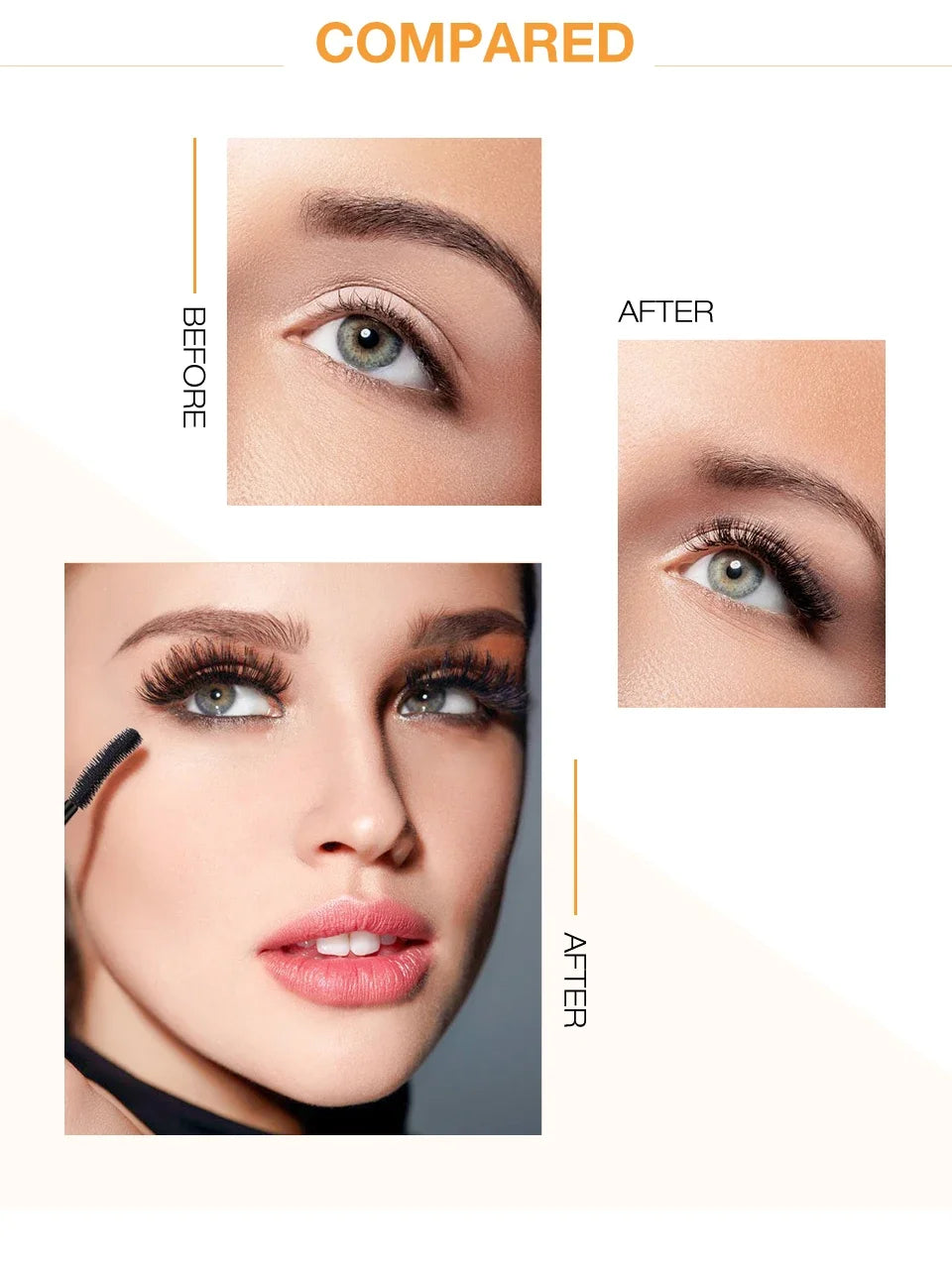 3D Mascara Verlängerung Schwarz Wimpern Wimpern Verlängerung Wimpern Pinsel Schönheit Make-Up Langlebige Gold Farbe Mascara