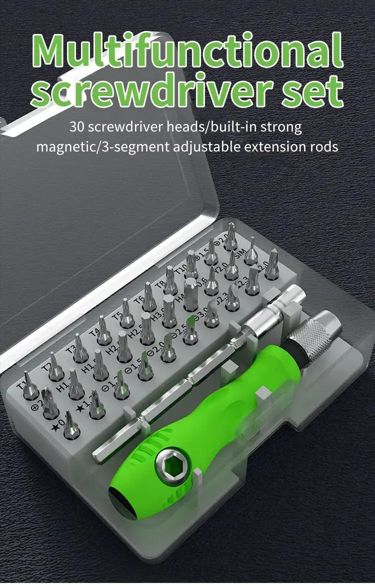 Mini 32-in-1 Präzisions-Schraubendreher-Set, magnetische Kreuzschlitz-Bits, multifunktionales Handreparatur-Werkzeug-Set für Telefon, Uhr, Brille, PC