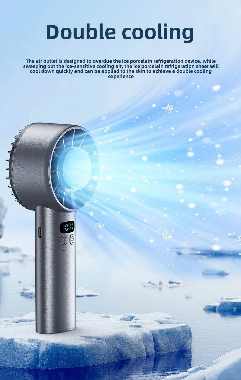 Eiskompressen-Hochgeschwindigkeits-Kühlventilator, tragbare USB-Akku-Ventilatoren, faltbarer Mini-Ventilator für Reisen, Camping, Outdoor