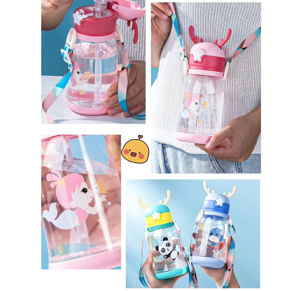 600 ml Geweih Kreative Cartoon Baby Fütterung Tassen Tragbare Kinder Sippy Tasse Auslaufsichere Wasser Flaschen kinder Drink