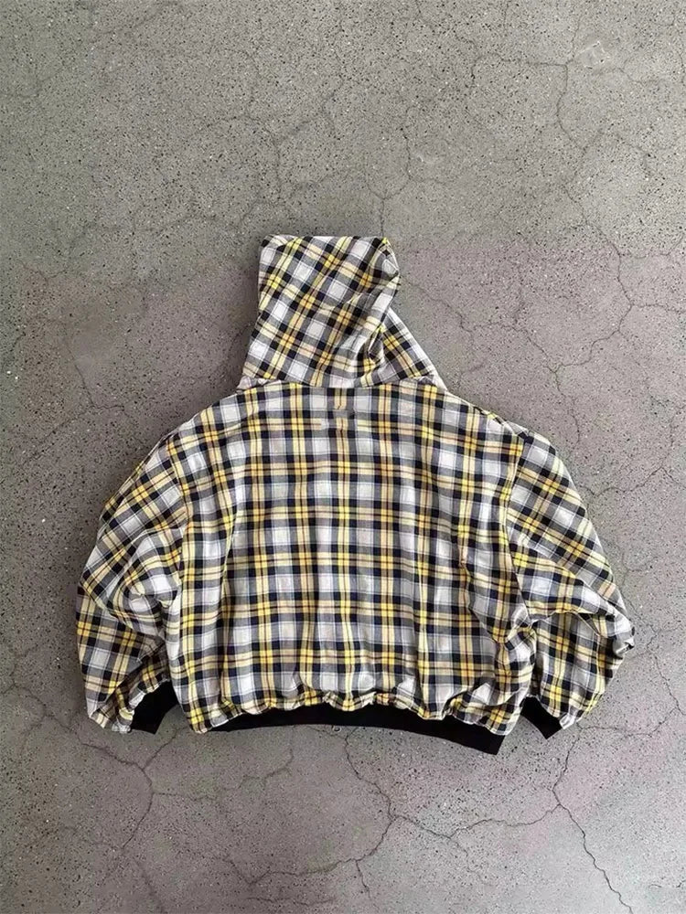 Winter Casual Karierter Hoodie für Damen, Warmer Reißverschluss-Sweatshirt, Beidseitig Tragbar, Modisch Trendy, Locker Geschnittener Kapuzenpullover
