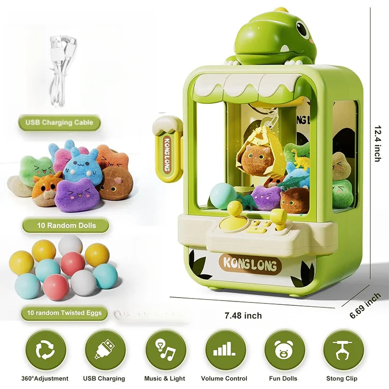 Dinosaurier Klaue Maschine Spielzeug Elektronische Arcade Spiel Einstellbare Fangen Puppe Maschine Musik Mini Vending Geburtstag Geschenk Für Kinder