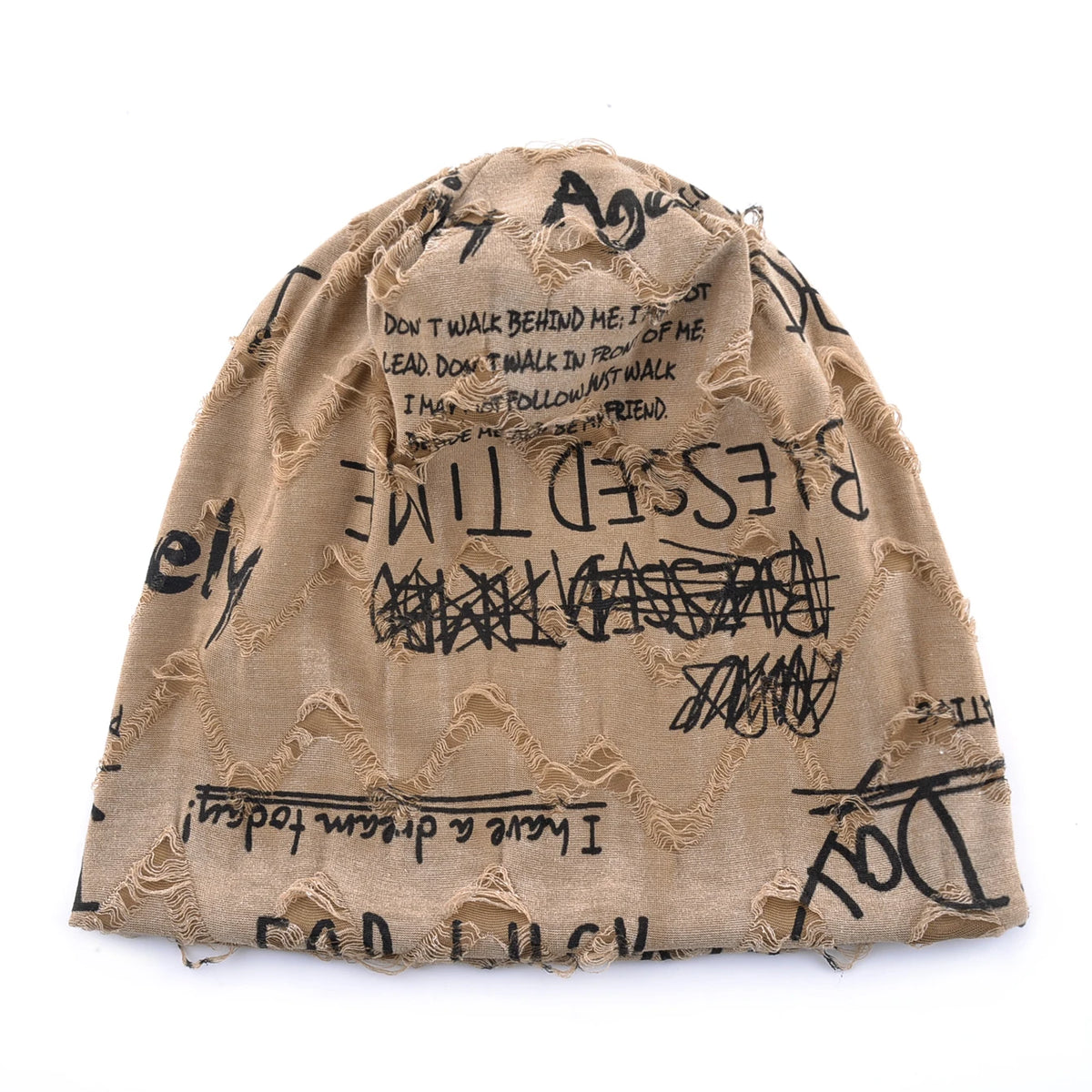 Beanie-Mütze mit Buchstaben-Aufdruck für Damen und Herren, Vintage-Design im Distressed-Look  Wasteland Style Frühling Sommer Warmer, mit Fleece gefütterter Winter