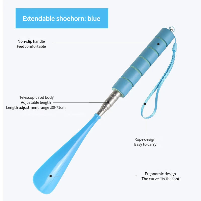 Extendable Long Shoe Horns, 30 cm–71 cm, Metal Shoe Horn, for Pregnant Women, Elderly, No Bending Over Shoe Spoon, 1 Piece