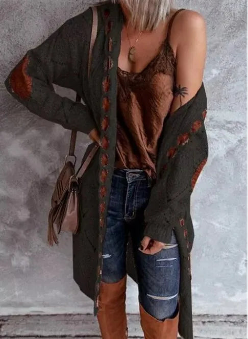 Neue Oberbekleidung Herbst Damen Kleidung Strickjacke Herbst Winter Strickjacke Pullover Frauen Lange Ärmeln Medium Länge Gestrickte Jacke