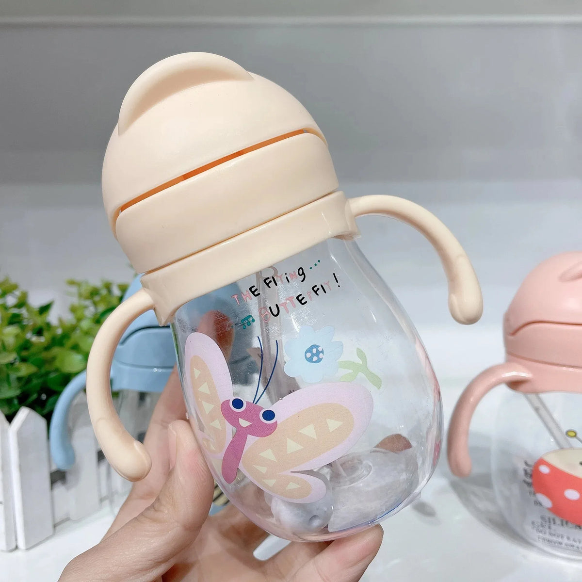 Baby Water Cup Straw Cute Anti-Choke Kindergarten Kids Water Cup with Gravity Ball Duckbill Cup Infant Drinking Cup