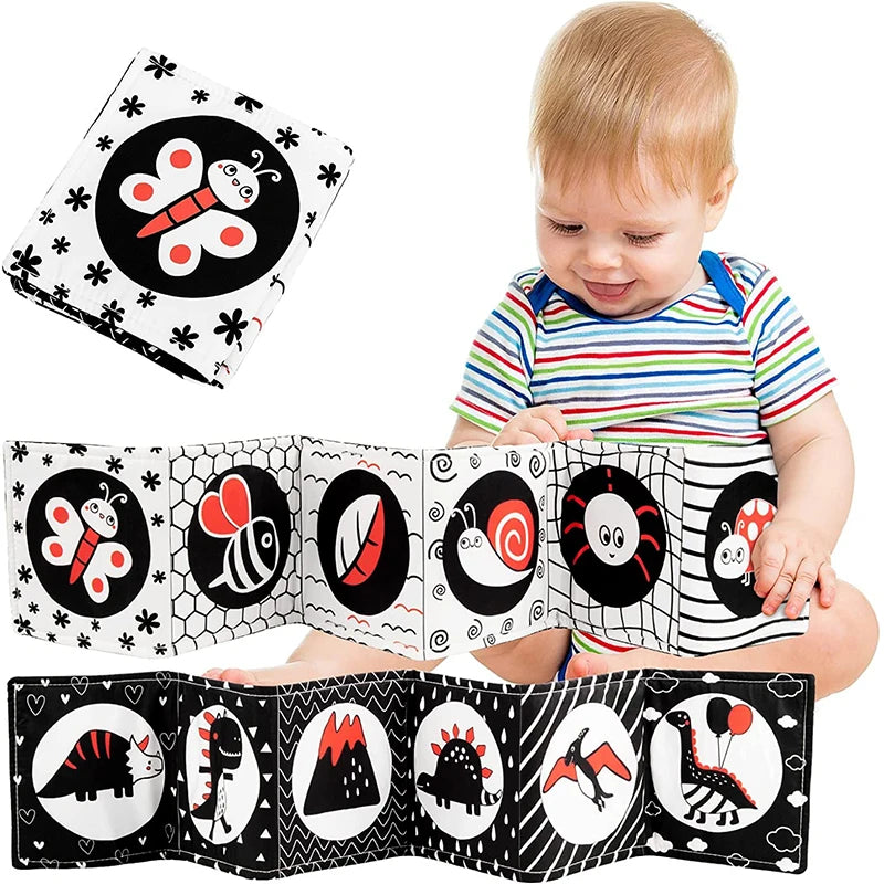 Weiche Babybücher, 3D-Touch-Feeling, kontrastreiches Stoffbuch, sensorisches frühes Lernen, Kinderwagenspielzeug für Kleinkinder, Geschenke von 0–12 Monaten