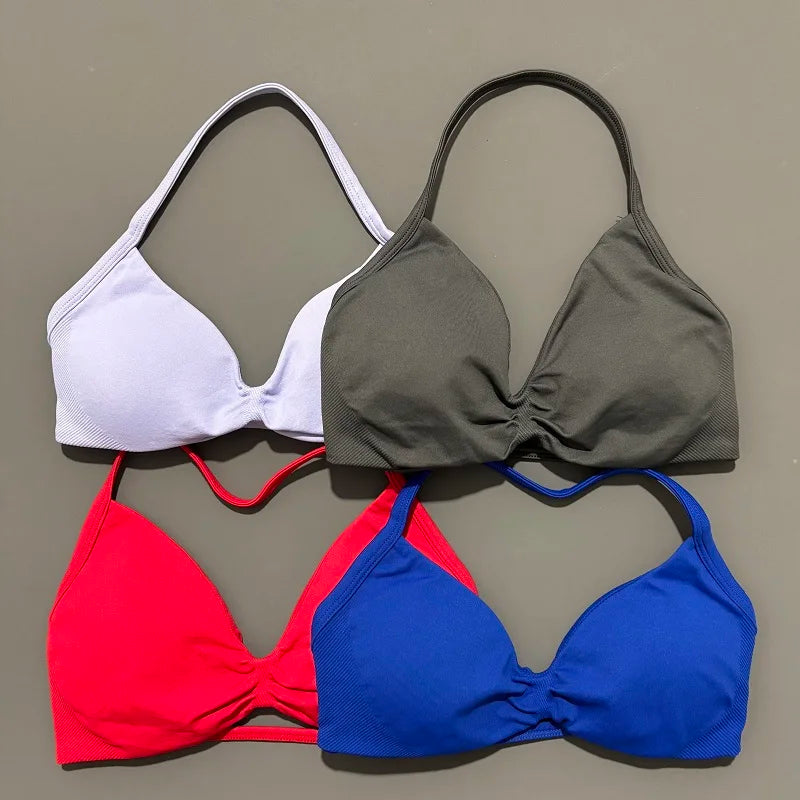Sport-BH mit Trägern, Yoga-Unterwäsche, Damen-Gymnastik-Top, Lauftraining, rückenfreier BH, hohe Unterstützung, aktive Kleidung, Fitness, Workout, Neckholder