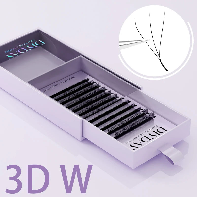 DIYDAY W-Form Wimpernverlängerung 3D 4D 5D 6D 7D 8D W Wimpern Natürliche weiche vorgefertigte Fächerblüteffekt-Augenwimpern für Schönheits-Make-up