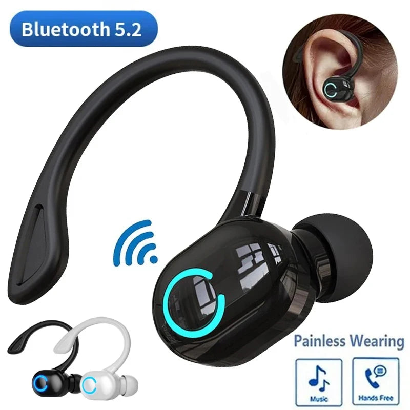 Bluetooth 5.2 Wireless Headset Einzelne Ohrbügel Ohrstöpsel Ultra Lange Akkulaufzeit Business Kopfhörer Handy Kopfhörer Ohrhörer