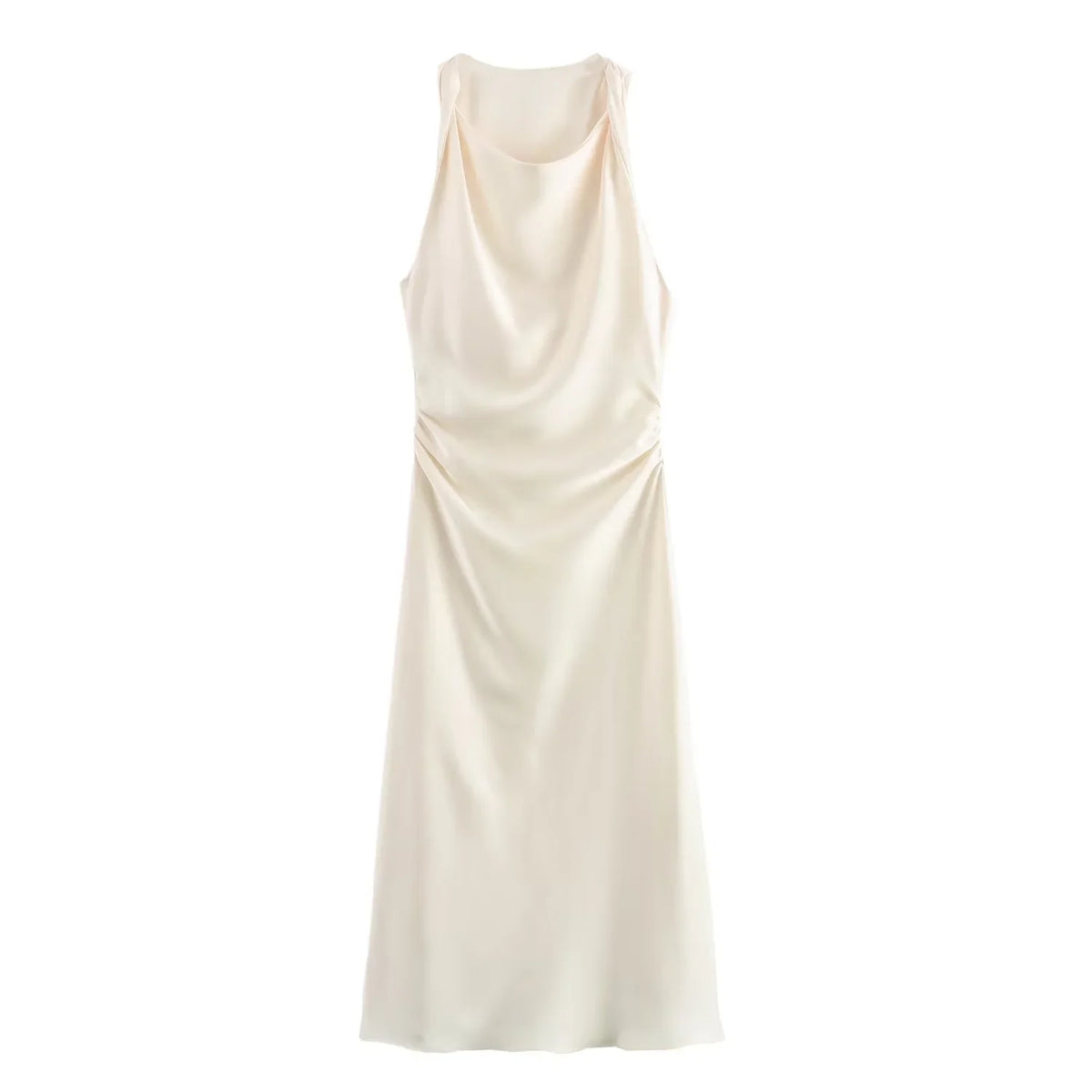 Satin Lange Kleider für Damen 2026 Sommer Slip Midi-Kleid Sexy Abendkleid Ärmellos Elegante Damenkleider