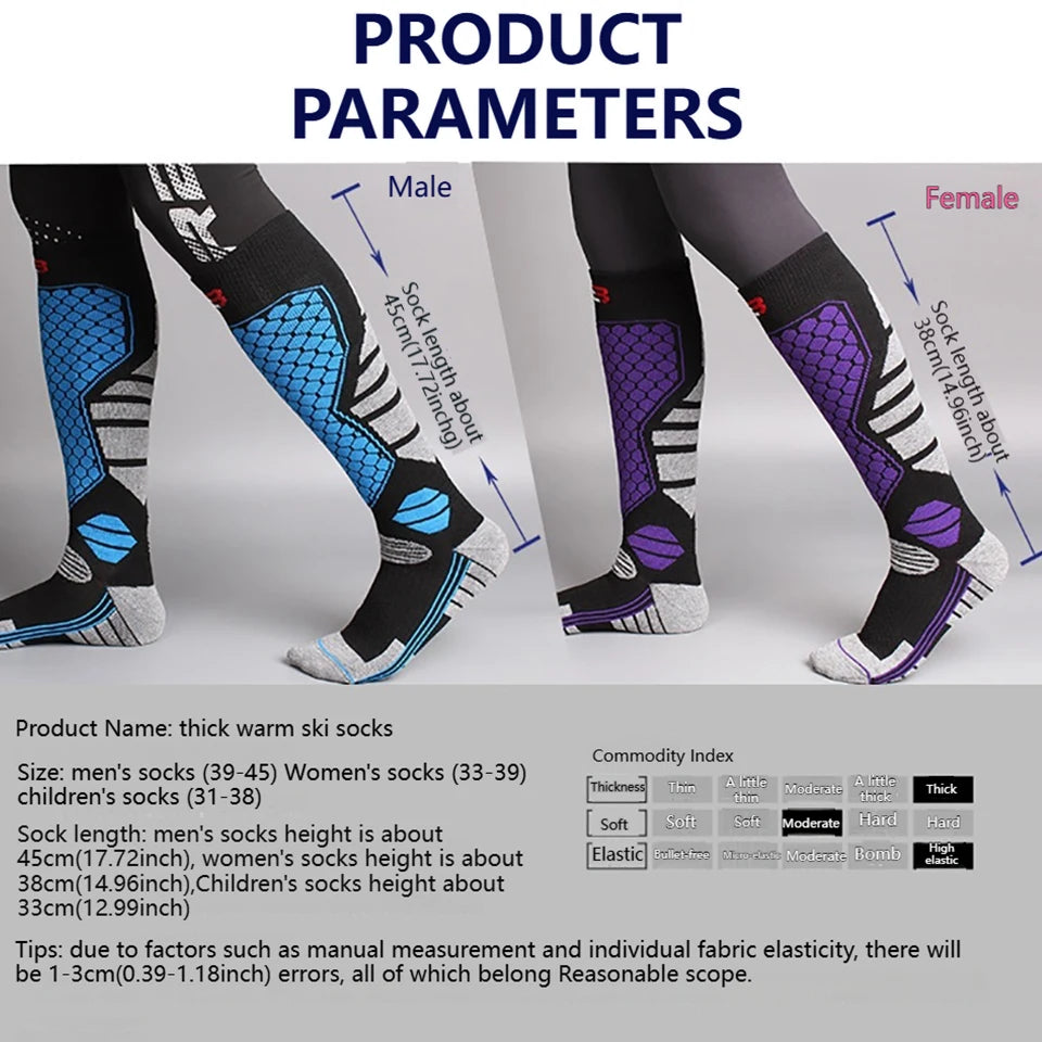 GTUBIKE 1 Paar warme Winter-Skistrümpfe, verdickende Wandersocken für Damen und Herren, Anti-Kälte-Skifahren, Outdoor-Sportstrümpfe, Schnee