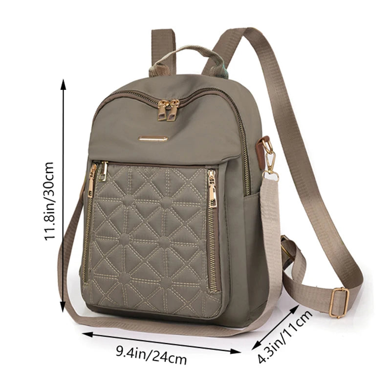 Eleganter Damenrucksack mit geprägtem Muster, gepolsterter Riemen, diebstahlsicherer Rucksack, geeignet für Schule und kurze Reisen