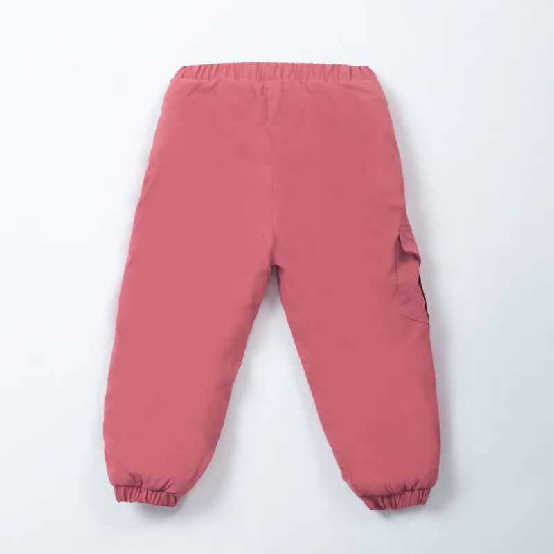 Kinder-Daunenhosen Herbst Winter Jungen Mädchen Einfarbige Dicke Warme Winddichte Hosen Für 4-12-Jährige Teenager Kinder Baumwoll-Schneehosen