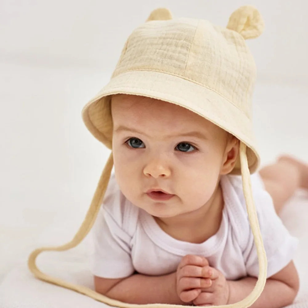 Musselin Baby Sommer Hut Neugeborenen Kappe Baumwolle Baby Sonnenhüte für Mädchen Jungen Säugling Eimer Hut für Kleinkind Zubehör 3-12M