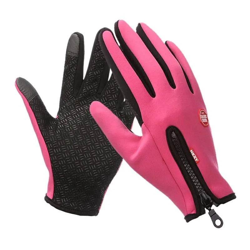 Mann warme Winterhandschuhe Touchscreen wasserabweisende winddichte Handschuhe Ski Outdoor Sport Radfahren Fahren Reißverschluss schwarze Handschuhe Frauen