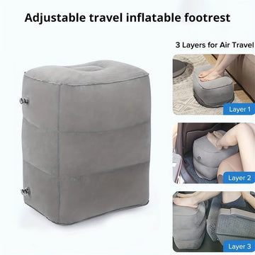 Inflatable three-layer adjustable foot cushion, inflatable footrest, seat for long-distance train car, footrest