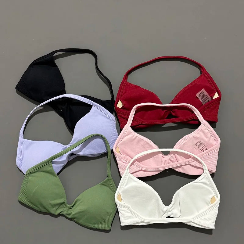 Sport-BH mit Trägern, Yoga-Unterwäsche, Damen-Gymnastik-Top, Lauftraining, rückenfreier BH, hohe Unterstützung, aktive Kleidung, Fitness, Workout, Neckholder