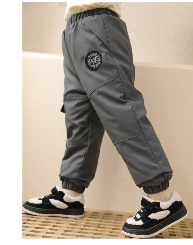 Kinder-Daunenhosen Herbst Winter Jungen Mädchen Einfarbige Dicke Warme Winddichte Hosen Für 4-12-Jährige Teenager Kinder Baumwoll-Schneehosen