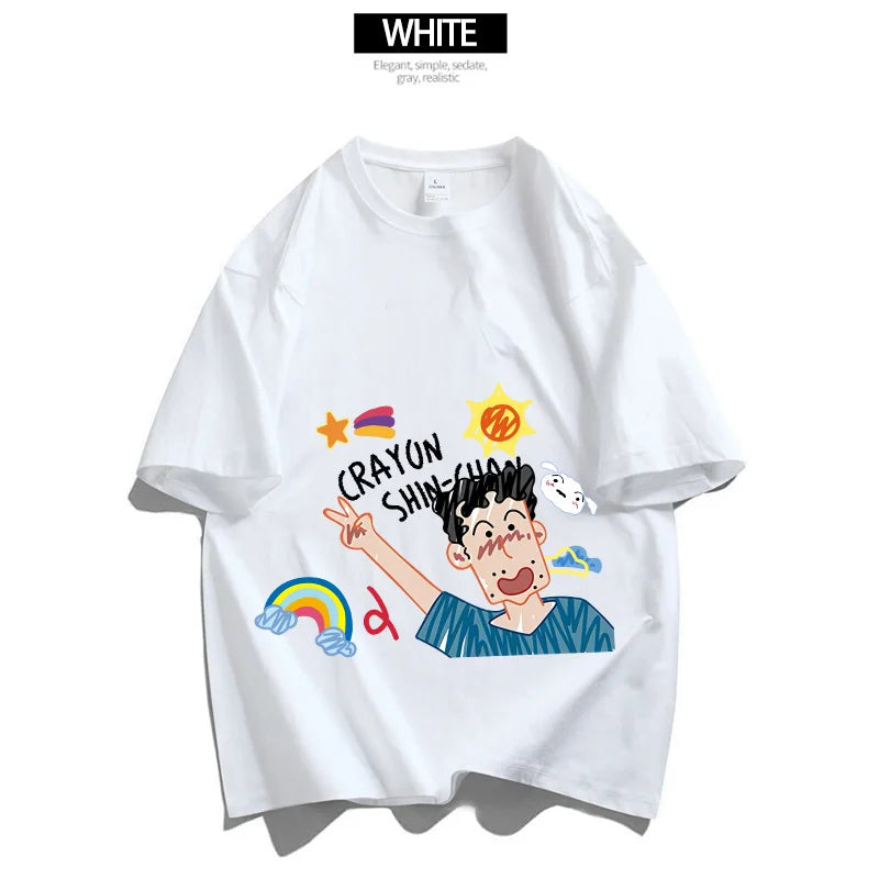 Crayon Shin-chan Dad Mom T-Shirt Kids Tops Adults Boy Girl Summer Parent-Child Clothes T-Shirt Family Partner Look Anime Gift