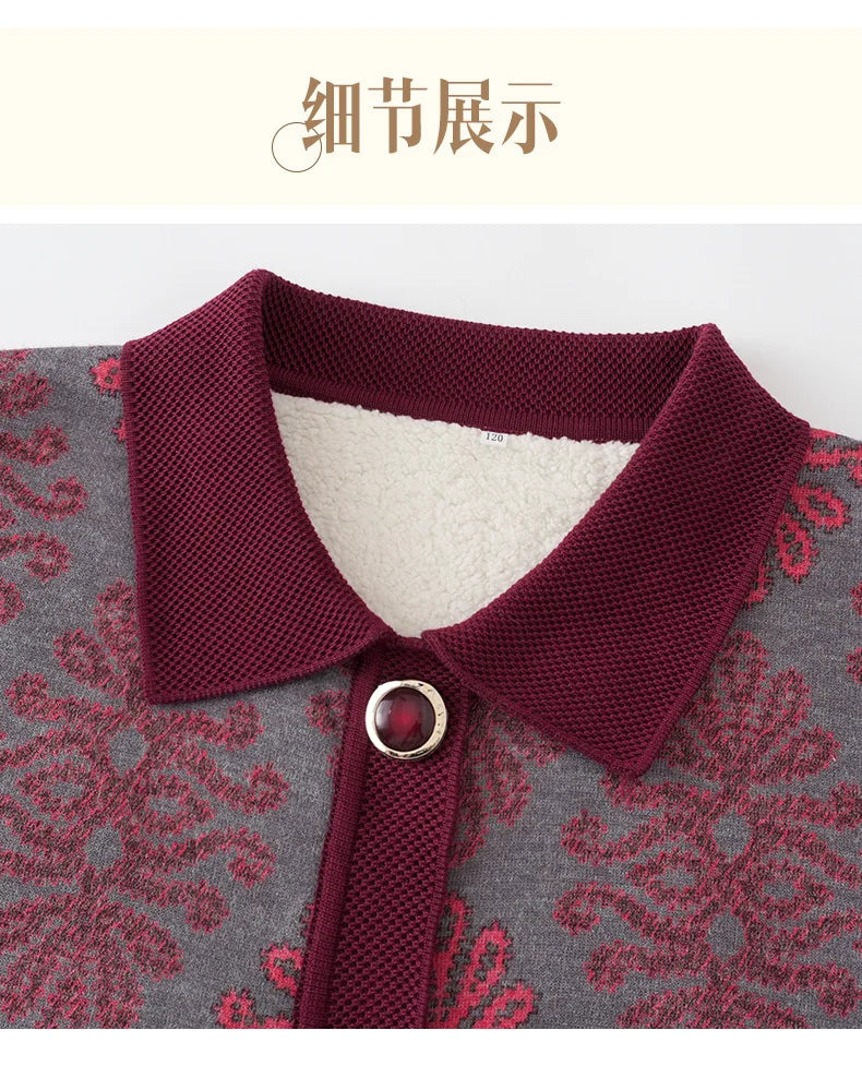 Warme Oma Pullover Frauen Herbst Winter Pullover Mantel Mutter Strickjacke für Frau dicke Samt Strickwaren weibliche Kleidung