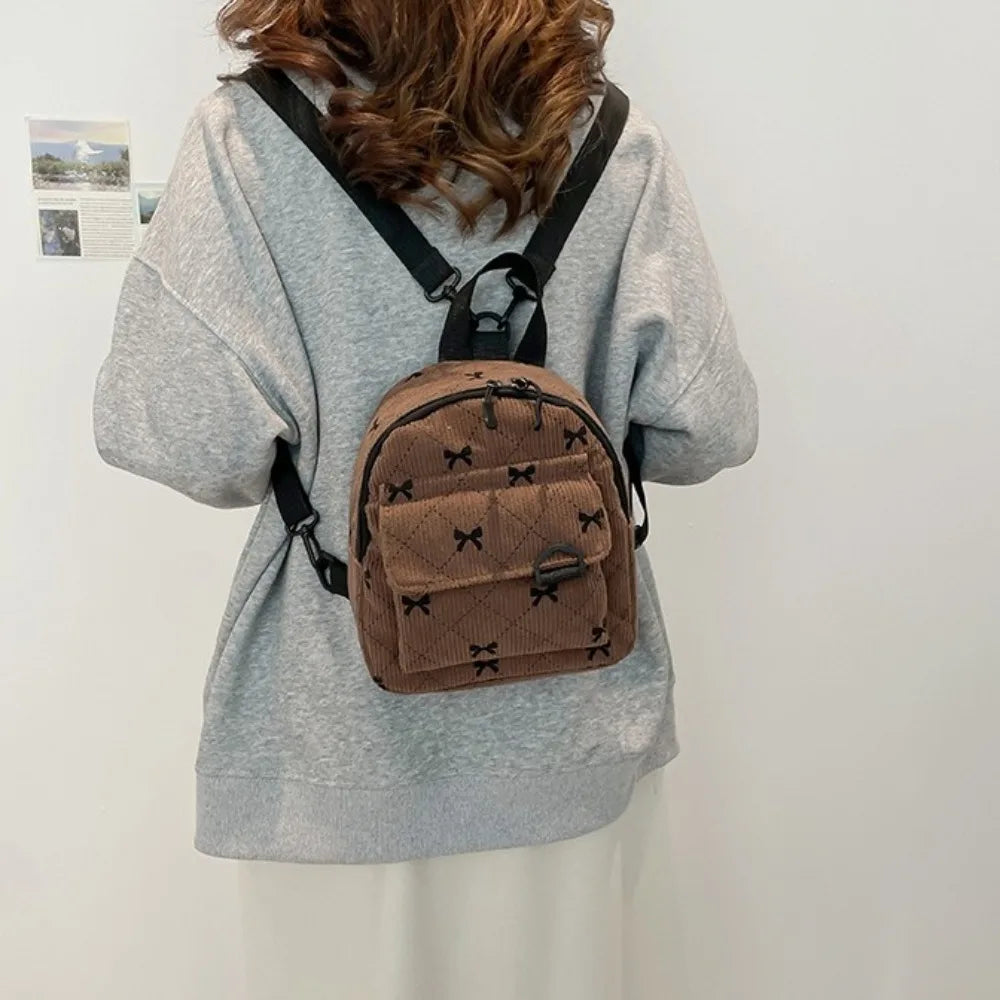 Mini Rucksack Süße Bowknot Gedruckt Schulter Tasche Reise Kosmetische Lagerung Tasche Koreanische Ins Student Bookbags Casual Rucksack