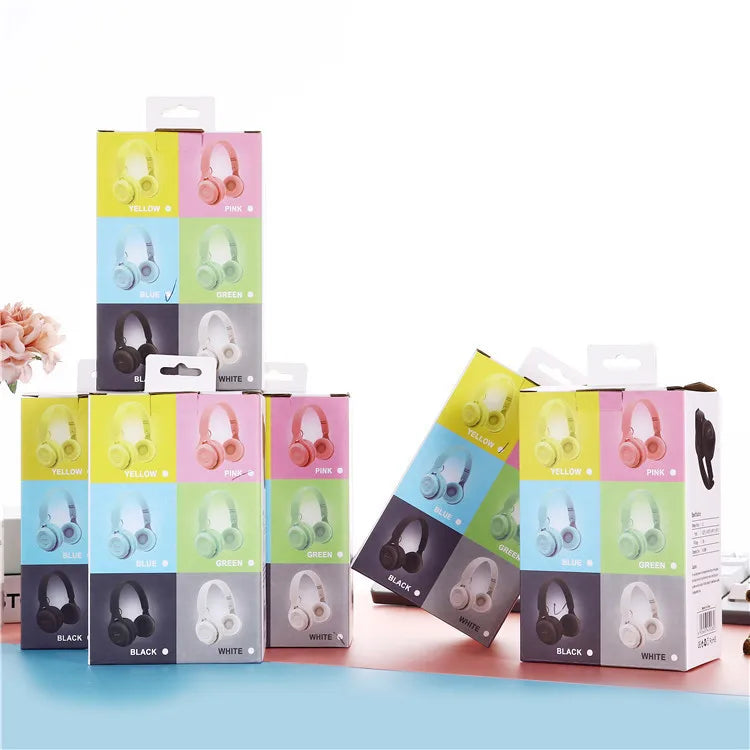 Macaron-Kopfhörer für Kinder, kabelloser Bluetooth-Kopfhörer, Stereo-Stirnband, Gaming-Headset mit Mikrofon, Gamer-Mädchen-Geschenk für mobiles Tablet