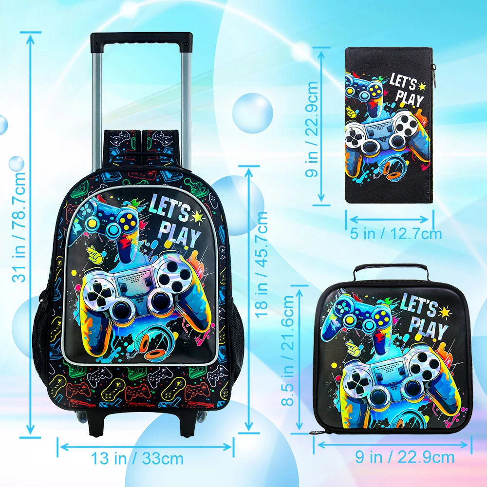 Boys Rolling Backpack Set