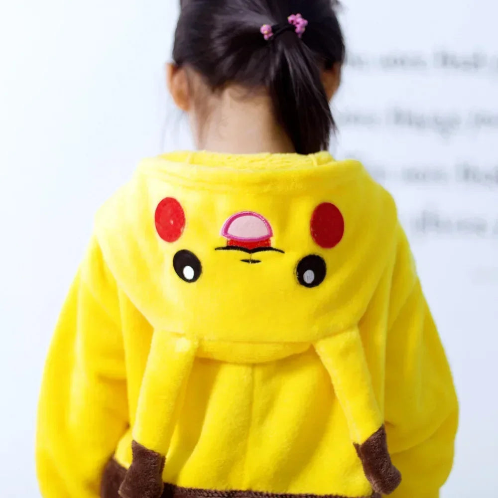 Pokemon Pikachu Warme Flanell Homewear Kinder Herbst Winter Weiche Onesie Cosplay Tier Hoodie Pyjamas Eltern-kind-Mädchen Nachtwäsche