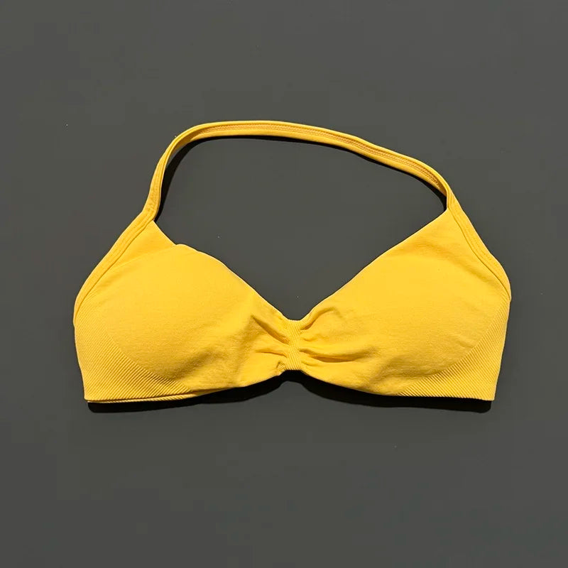 Sport-BH mit Trägern, Yoga-Unterwäsche, Damen-Gymnastik-Top, Lauftraining, rückenfreier BH, hohe Unterstützung, aktive Kleidung, Fitness, Workout, Neckholder