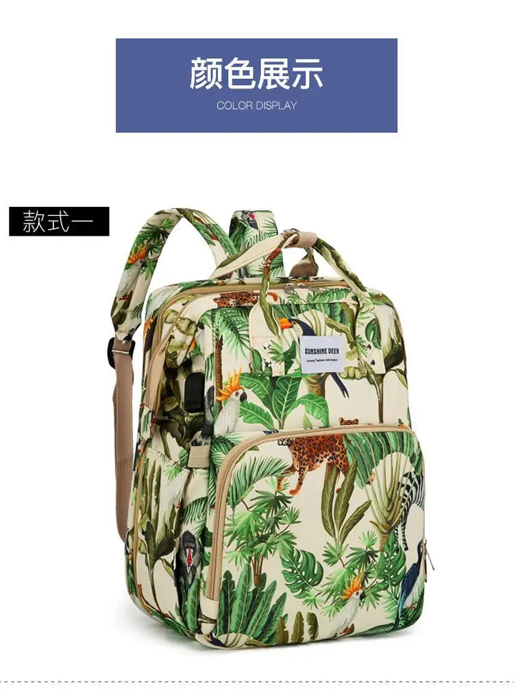 Mama Wickeltaschen Babybett Mutter Große Kapazität Windel Milchflasche Rucksäcke mit Wickelunterlage Praktische Baby-Stilltaschen Geschenk