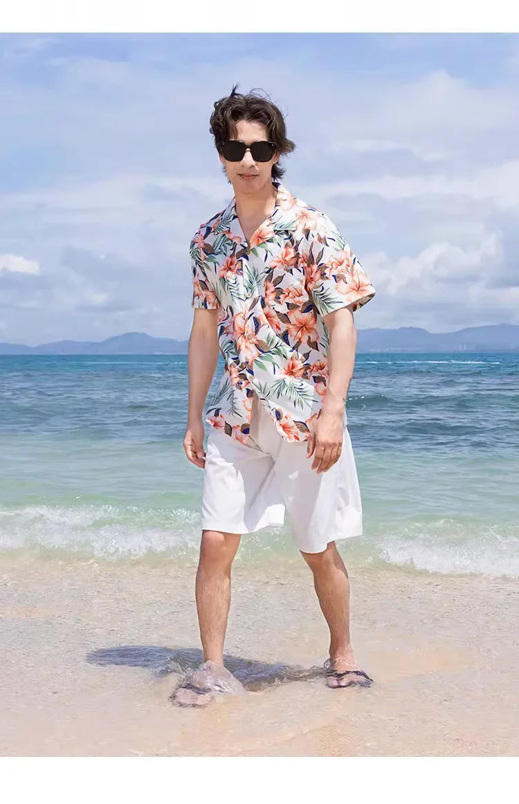 Family Look Vacation Beachwear Mother Daughter Sleeveless Dress Dad Son Matching Floral Shirt Set Parent-Child Holiday Outfits