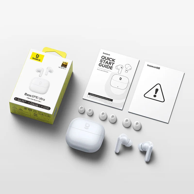 Baseus Bass EP10 Ultra Kabellose Kopfhörer -55dB Geräuschunterdrückung 65 Std. Lange Spielzeit Bluetooth 6.0 Ohrhörer 6 Mikrofone KI-Anruf-Klarsprechfunktion