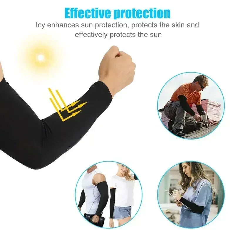 1 Paar kühlende Armabdeckungen für Damen und Herren, Sommer-Sonnenschutz, Sonnenschutz, Eisseidenärmel für Radfahren, Outdoor-Sportarten, Golf