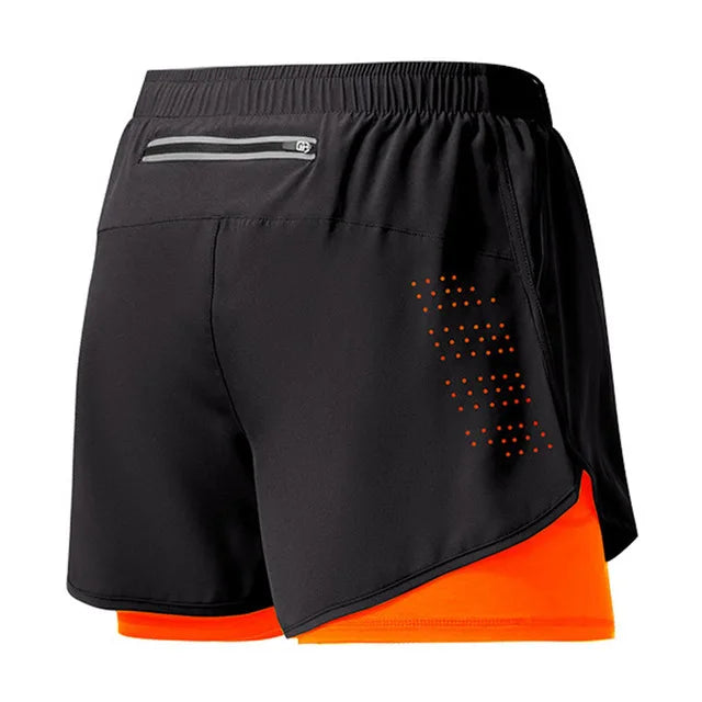 Männer Laufshorts Schnell trocknend Fitness Schwarz Doppel Schicht Shorts Männer Neue Sport Workout Training Bodybuilding Kurze Hosen