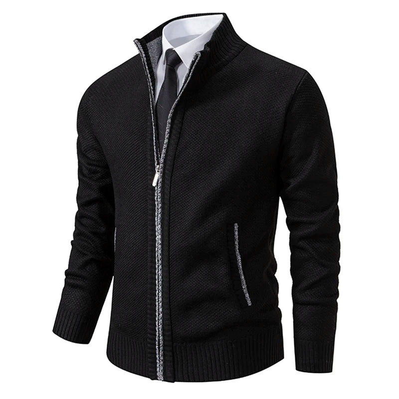 Herbst Und Winter New Jersey männer Casual Sport Mantel Einfarbig Stehkragen Wullover Greifen Fleece Warm Zipper Strickjacke