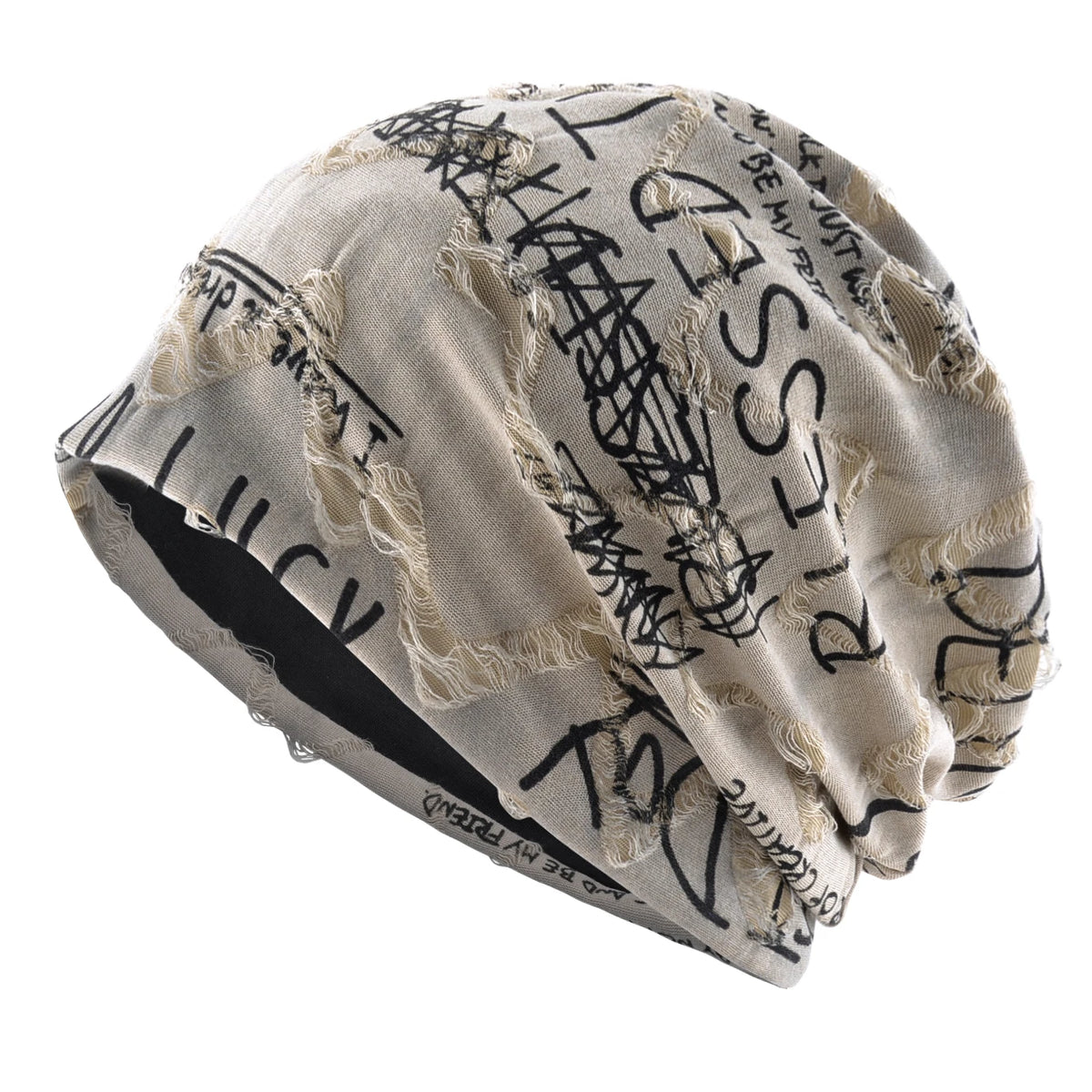 Beanie-Mütze mit Buchstaben-Aufdruck für Damen und Herren, Vintage-Design im Distressed-Look  Wasteland Style Frühling Sommer Warmer, mit Fleece gefütterter Winter
