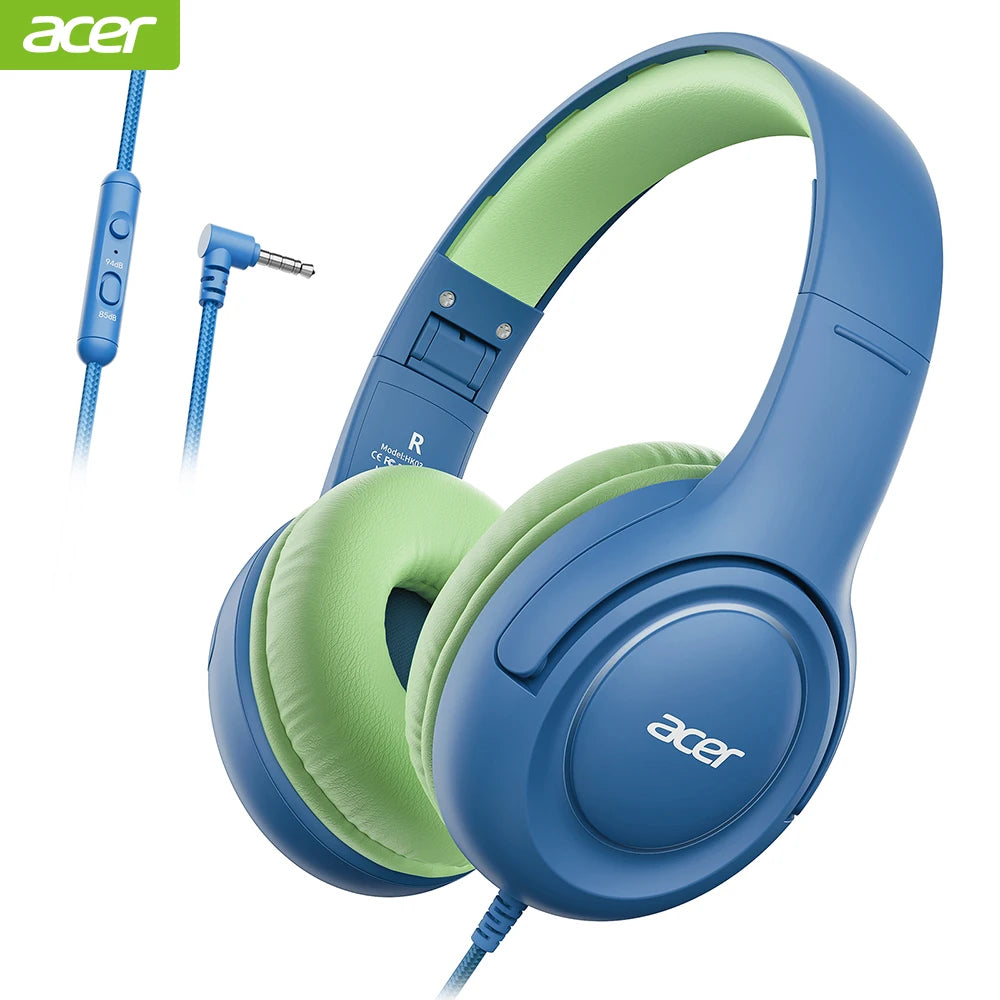 Acer Kinder-Kopfhörer, kabelgebunden, für die Schule, 85/94 dB Lautstärkeregler, faltbares Stereo-Sound-Headset für Kinder, Lerntablett, IPad, PC