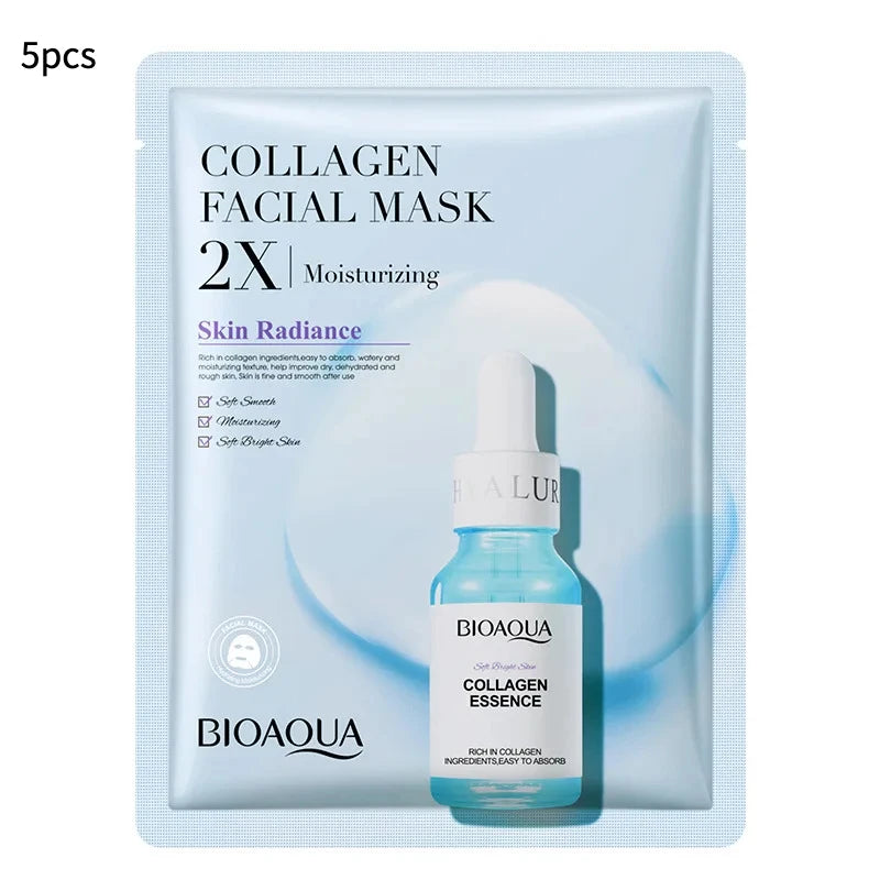 20 Stück/5 Stück Centella Collagen Gesichtsmaske VC Feuchtigkeitsspendende erfrischende Blattmasken Hyaluronsäure Gesichtsmaske Hautpflegeprodukte