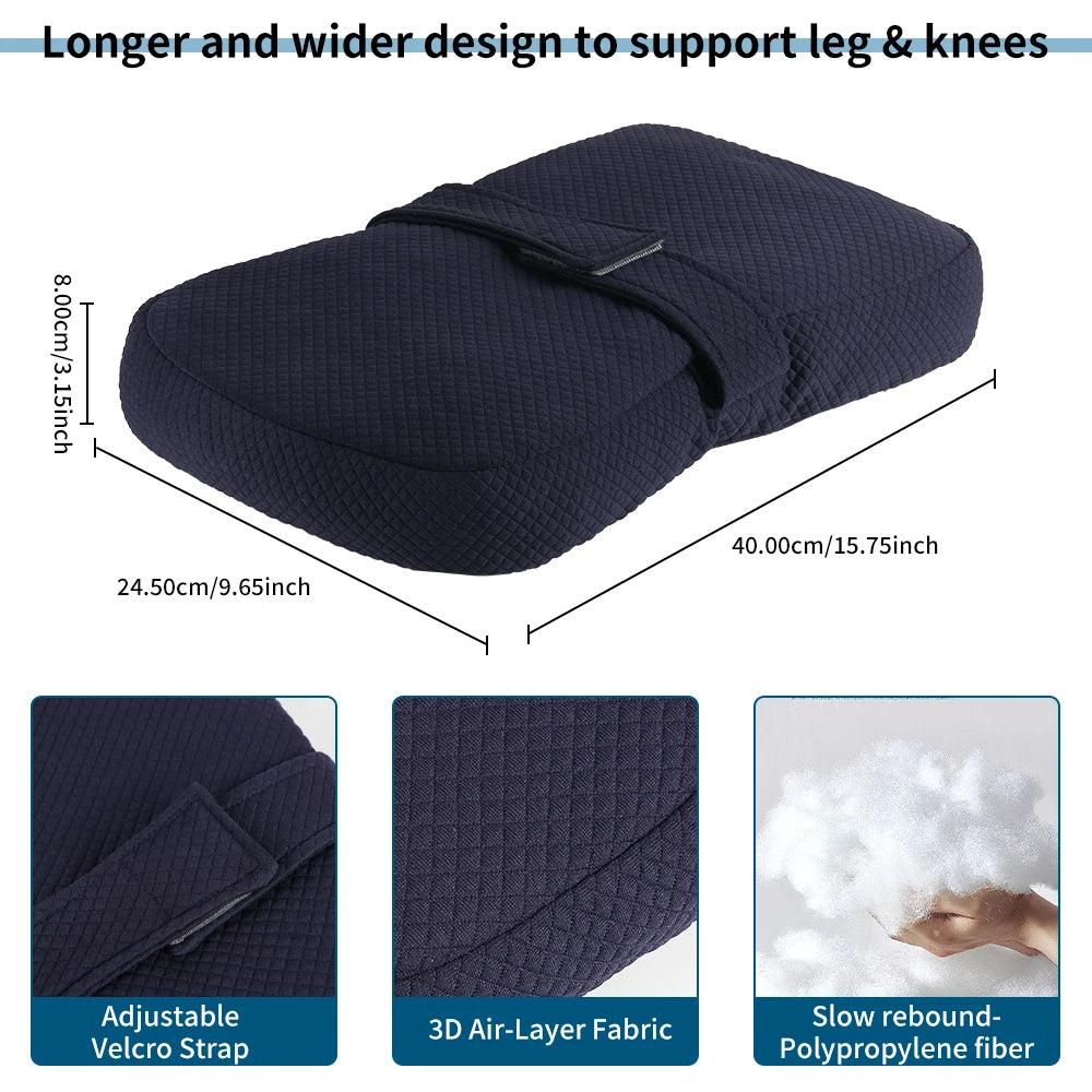 1-Piece Knee Pillow, Ergonomic Side Pillow for Side Sleepers, Back, Legs, Hips, Joints, Pregnancy, Sciatica, Neuralgia, Relief