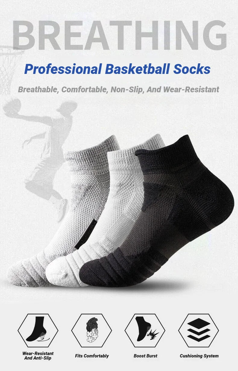 3 Paar rutschfeste Fußballsocken für Herren, kurze, lange Röhrensocken, Fußball, Basketball, Sport, atmungsaktiv, geruchshemmend, Größe 39–45, zum Laufen, Wandern